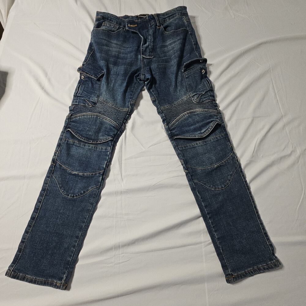 CTBQiTom Mens Motorcycle Jeans S Denim Biker Riding Cargo Pants - No Inserts